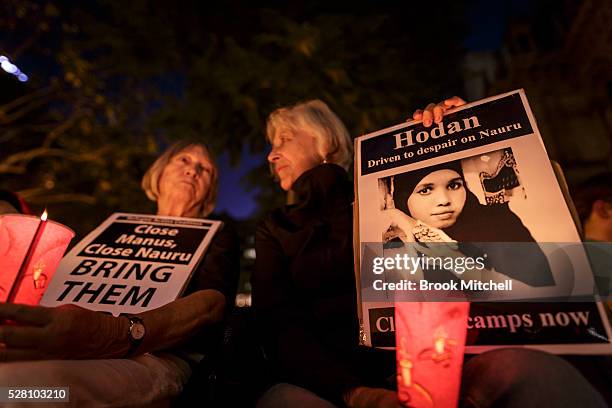 Protestors hold a vigil for Hodan Yasin at Sydney Town Hall on May 4, 2016 in Sydney, Australia. Hodan Yasin, a 21-year-old Somali refugee is being...