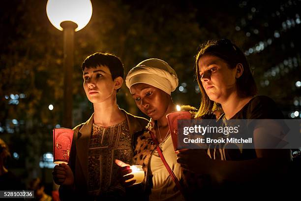 Protestors hold a vigil for Hodan Yasin at Sydney Town Hall on May 4, 2016 in Sydney, Australia. Hodan Yasin, a 21-year-old Somali refugee is being...