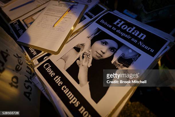 Protestors hold a vigil for Hodan Yasin at Sydney Town Hall on May 4, 2016 in Sydney, Australia. Hodan Yasin, a 21-year-old Somali refugee is being...
