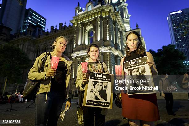 Protestors hold a vigil for Hodan Yasin at Sydney Town Hall on May 4, 2016 in Sydney, Australia. Hodan Yasin, a 21-year-old Somali refugee is being...