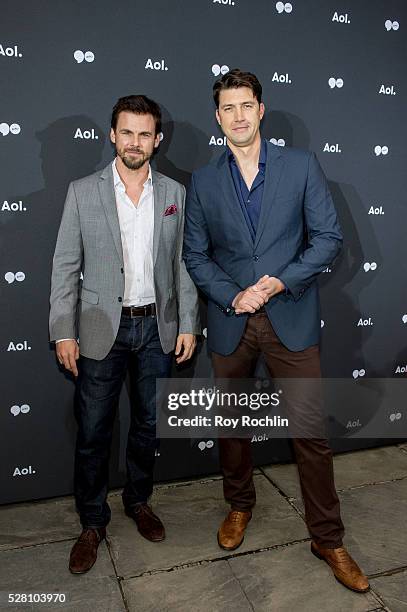 Actor Tommy Dewey and Actor Tug Coker attends the 2016 AOL Newfront on May 3, 2016 in New York City.