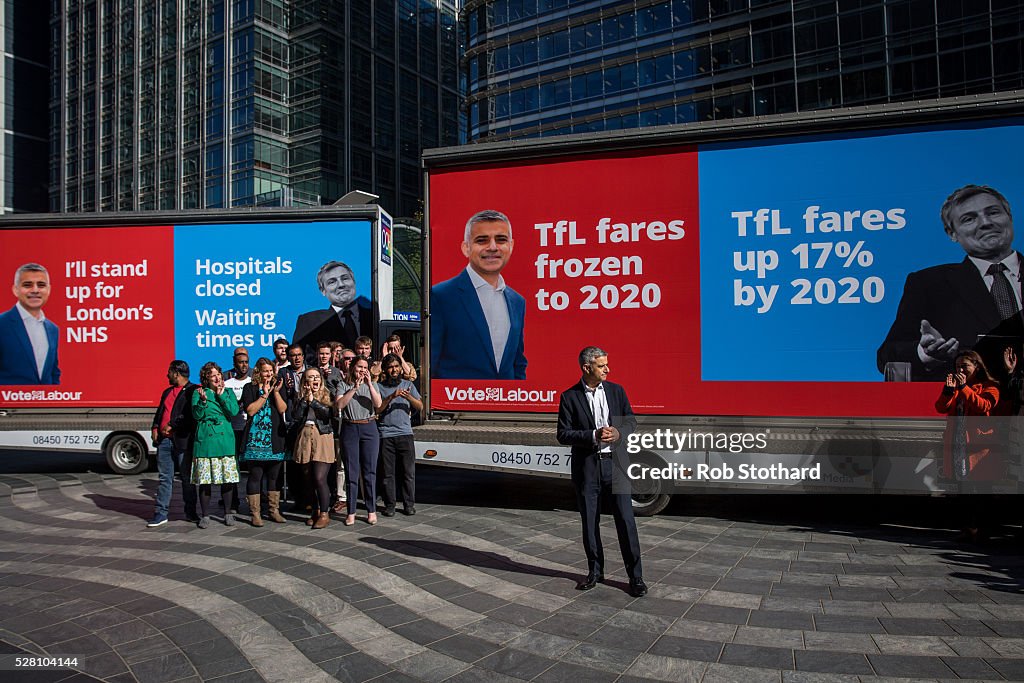 Sadiq Khan Presents London Labour's Campaign Adverts Ahead Mayoral Vote