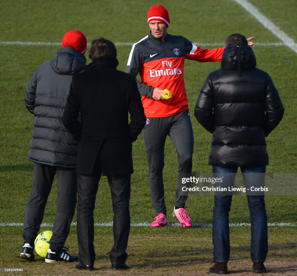 Soccer - Ligue 1 - David Beckham first PSG training session