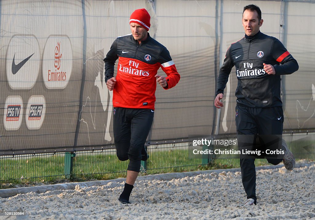 Soccer - Ligue 1 - David Beckham first PSG training session