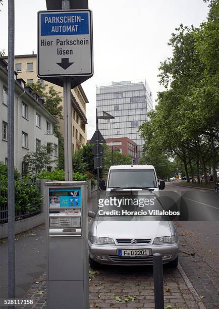 Parking meter in Sachsenhausen‘s Shaumainkai street, Frankfurt, Germany, 15 June 2013.