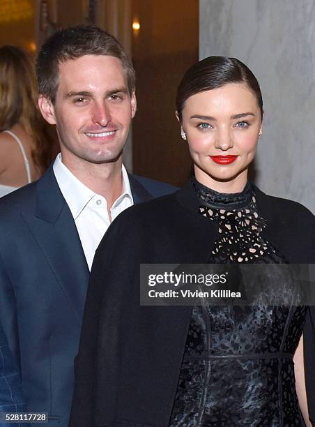 Co-founder and CEO of Snapchat Evan Spiegel and model Miranda Kerr attend the Berggruen Institute: 5 Year Anniversary Celebration at The Beverly...