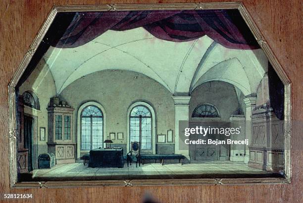 Stage design by I. Andreyev for the opera Queen of Spades by Tchaikovsky.
