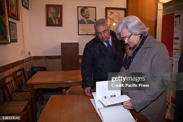 Rosy Bindi, President of the Anti-Mafia Commission, attends a ceremony on the anniversary of the massacre of Portella della Ginestra on Labor Day,...