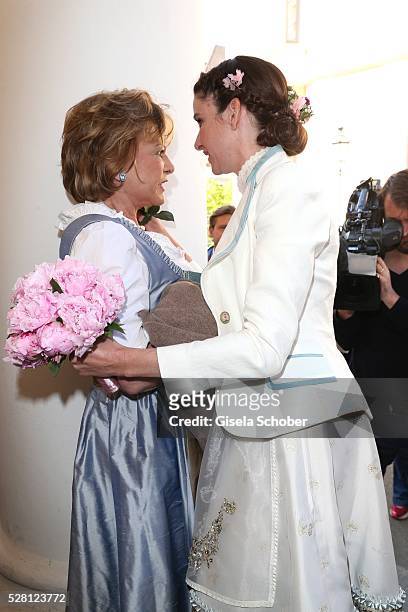 Angela Wepper, mother of Sophie and bride Sophie Wepper during the wedding of Sophie Wepper and David Meister outside the registry office at...