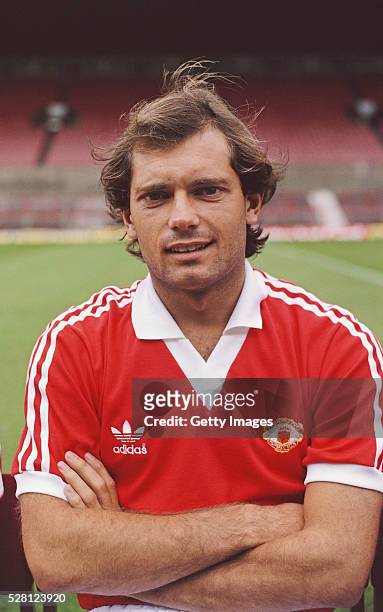 Manchester United player Ray Wilkins pictured at the pre season photocall before the 1980/81 season at Old Trafford in Manchester, England.