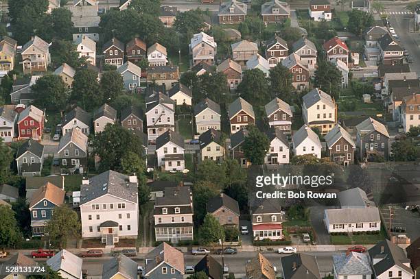 aerial view of providence neighborhood - rhode island bildbanksfoton och bilder