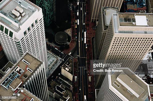 aerial view of market street and the financial district - market street ストックフォトと画像