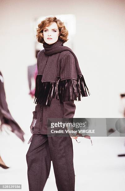 Model walks the runway at the Givenchy Ready to Wear Fall/Winter 1989-1990 fashion show during the Paris Fashion Week in March, 1989 in Paris, France.