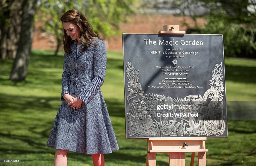 The Duchess Of Cambridge Opens The Magic Garden At Hampton Court Palace