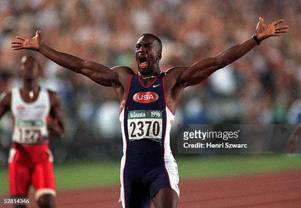 200m Maenner/Finale ATLANTA 1996 1.8.96, Michael JOHNSON/USA GOLD - MEDAILLE und Weltrekord