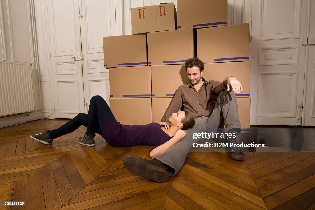 Young couple in a new home