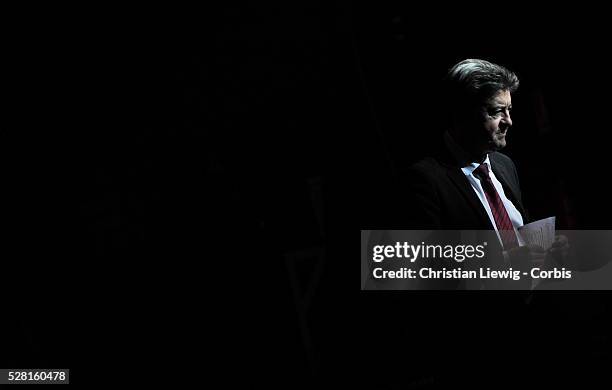 Presidential candidate for the 2012 Franch national elections jean Luc Melenchon of the left wing Parti Front de Gauche,the socialiste Front...