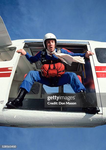 reluctant skydiver - sky diving stock pictures, royalty-free photos & images