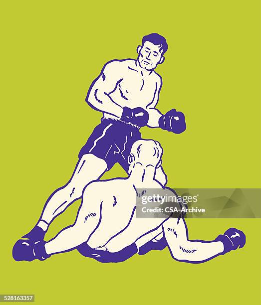 two men boxing - vintage boxing stock illustrations