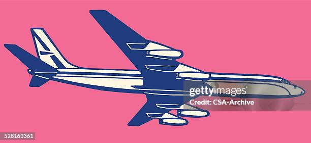 airplane in flight - vintage airplane stock illustrations