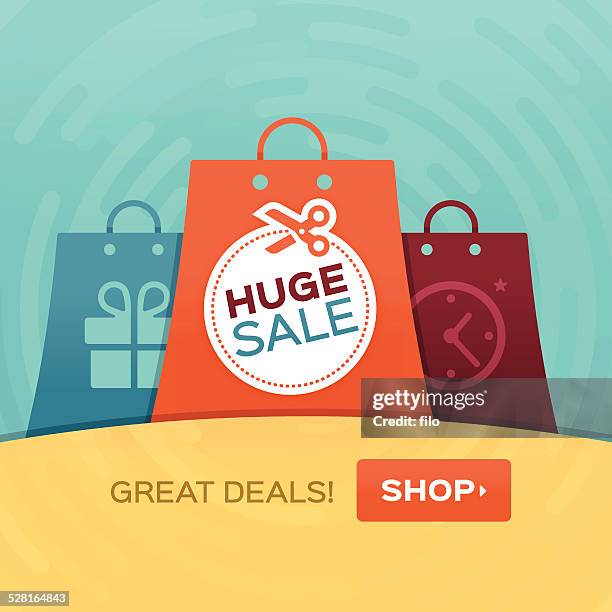 stockillustraties, clipart, cartoons en iconen met shopping huge sale - tikkertje