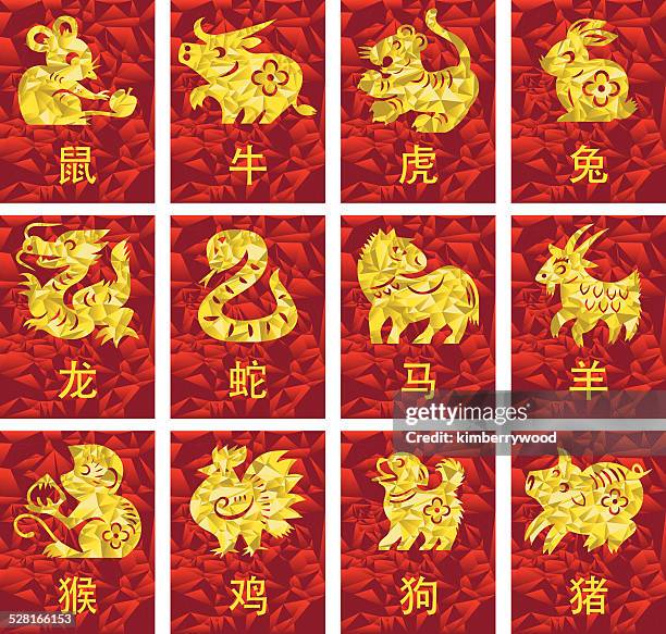 chinesisches horoskop - ostasiatischer abstammung stock-grafiken, -clipart, -cartoons und -symbole