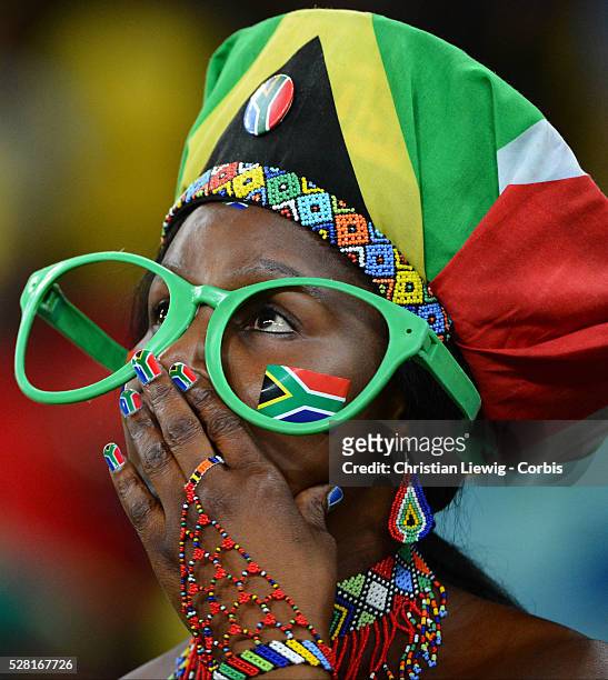 South Africa deception fans during the 2013 Orange Africa Cup of Nations Quarter-Final soccer match, South Africa,sVs Mali at Moses Mabhida stadium,...