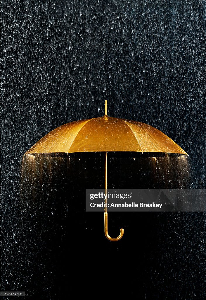 Rain with Gold Umbrella