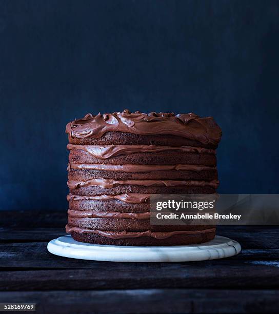 indulgent layered chocolate cake - chocolate cake bildbanksfoton och bilder