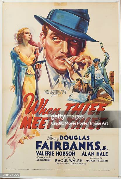 Poster for Raoul Walsh's 1937 comedy 'When Thief Meets Thief' starring Douglas Fairbanks Jr. And Valerie Hobson.