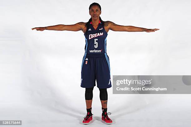 Roneeka Hodges of the Atlanta Dream poses for a portrait during WNBA Media Day on May 2, 2016 at the Riverside EpiCenter in Austell, Georgia. NOTE TO...