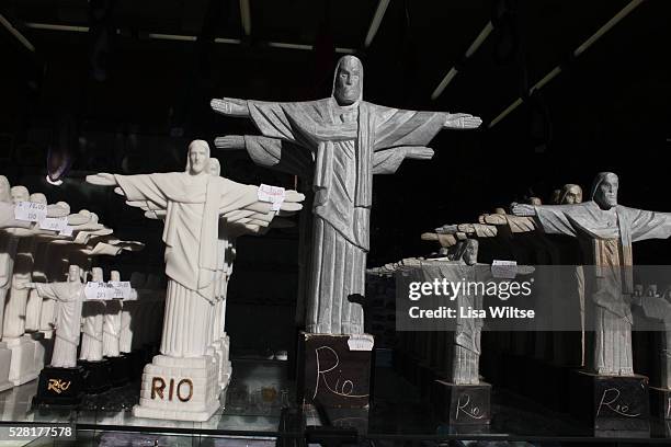 Souvenirs of Cristo Redentor being sold on the summit of Corcovado on July 23, 2010 in Rio de Janeiro, Brazil. Photo by Lisa Wiltse