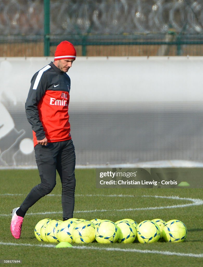 Soccer - Ligue 1 - David Beckham first PSG training session