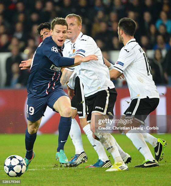 S kevin Gameiro during the UEFA Champions League 1/16 round second leg soccer match, Paris Saint-Germain Vs Valence FC at Parc des Prince stadium in...