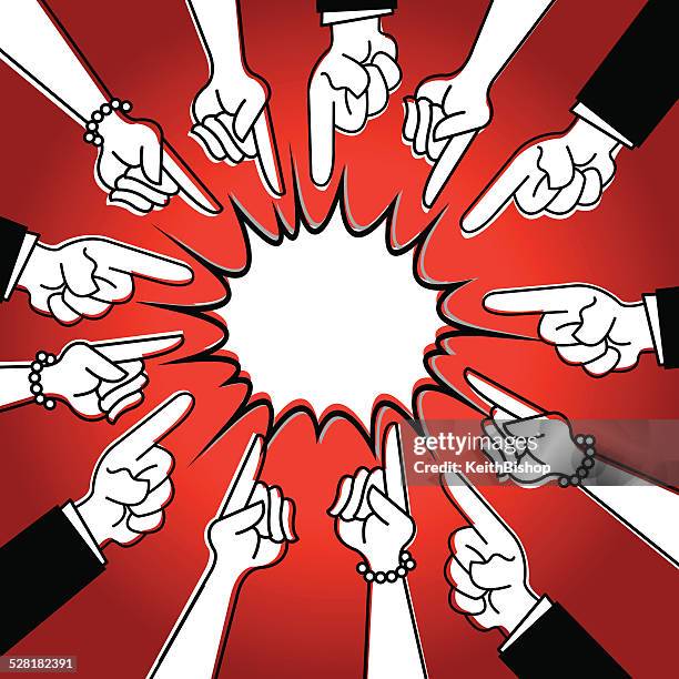 stockillustraties, clipart, cartoons en iconen met pointing finger - question, answer, blame - guilt