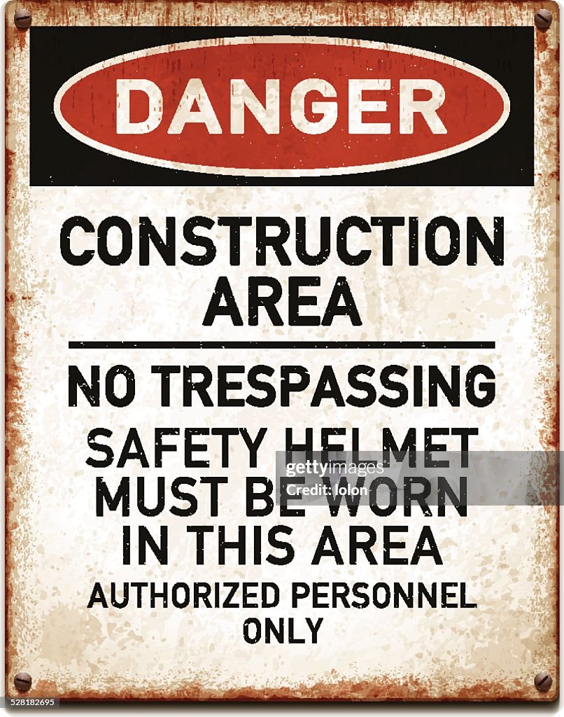 Verwitterte metallic-Transparent mit Gefahr einer Baustelle warning_vector
