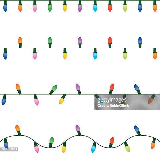 string of christmas lights - lichterkette dekoration stock-grafiken, -clipart, -cartoons und -symbole