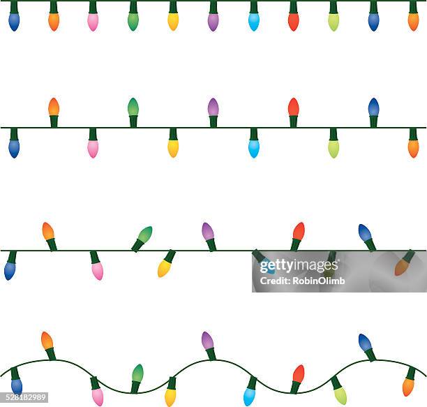 stockillustraties, clipart, cartoons en iconen met string of christmas lights - kerstverlichting
