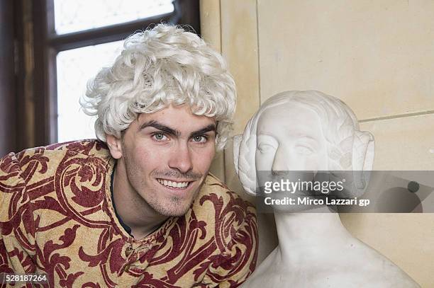Loris Baz of France and Avintia Racing looks on during a preview event at the Chateau du Lude ahead of the MotoGp of France, on May 4, 2016 in Le...