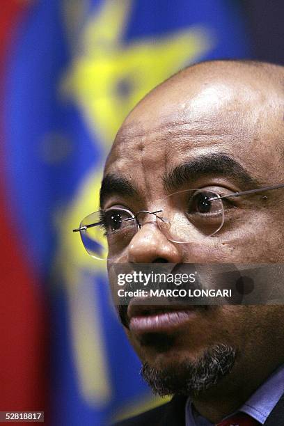 Ethiopian Prime Minister Meles Zenawi looks on, 13 May 2005 during an interview given to AFP in Addis Ababa. Zenawi said Friday there had been...