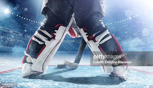 ice hockey goalie - hockey puck stock pictures, royalty-free photos & images
