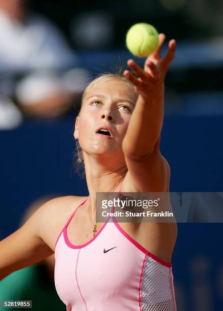 Maria Sharapova of Russia in action during her quater final match against Elena Bovina of Russia during the fourth day of The Telecom Italia Masters...