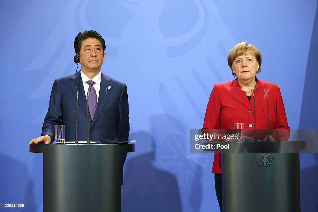 Shinzo Abe Meets With Angela Merkel