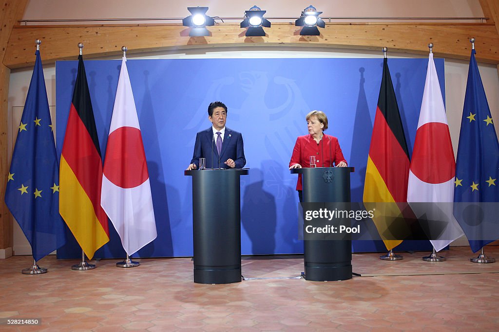 Shinzo Abe Meets With Angela Merkel