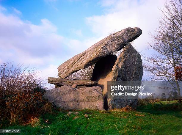 dolmen near mullinavat ireland - kilkenny stock pictures, royalty-free photos & images