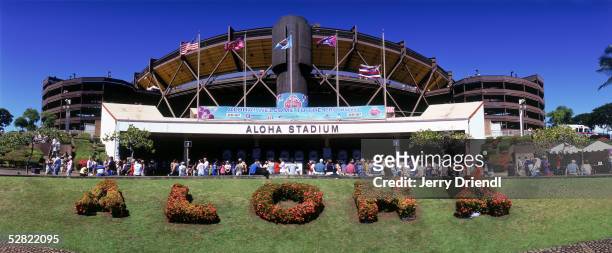 Exterior view of Aloha Stadium prior to the NFL Pro Bowl on February 13, 2005 at Aloha Stadium in Honolulu, Hawaii. The AFC team defeated the NFC...