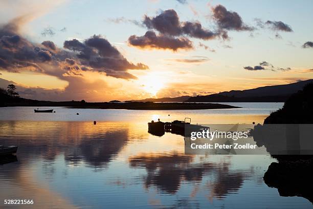 a harbor at sunset near sneem - sneem stock pictures, royalty-free photos & images