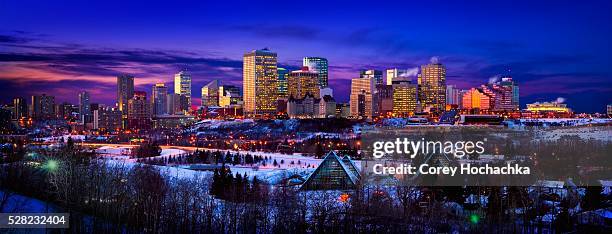 edmonton skyline during winter - edmonton winter stock pictures, royalty-free photos & images