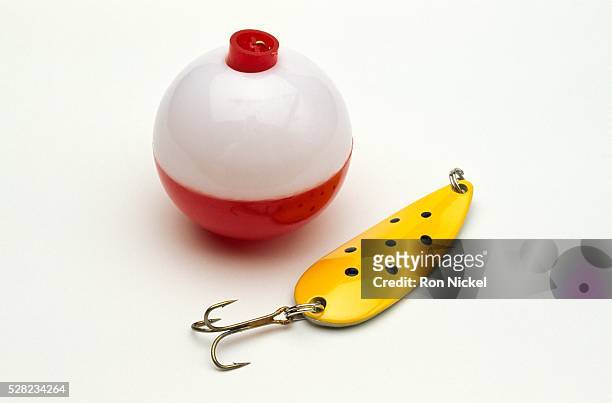 fishing lure and float - fishing float stock pictures, royalty-free photos & images