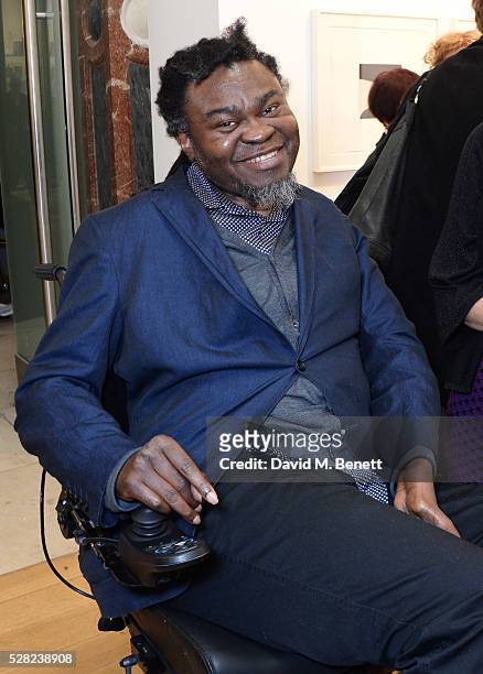 Yinka Shonibare attends a private view of the Royal Society Of Portrait Painters Annual Exhibition at Mall Galleries on May 4, 2016 in London,...